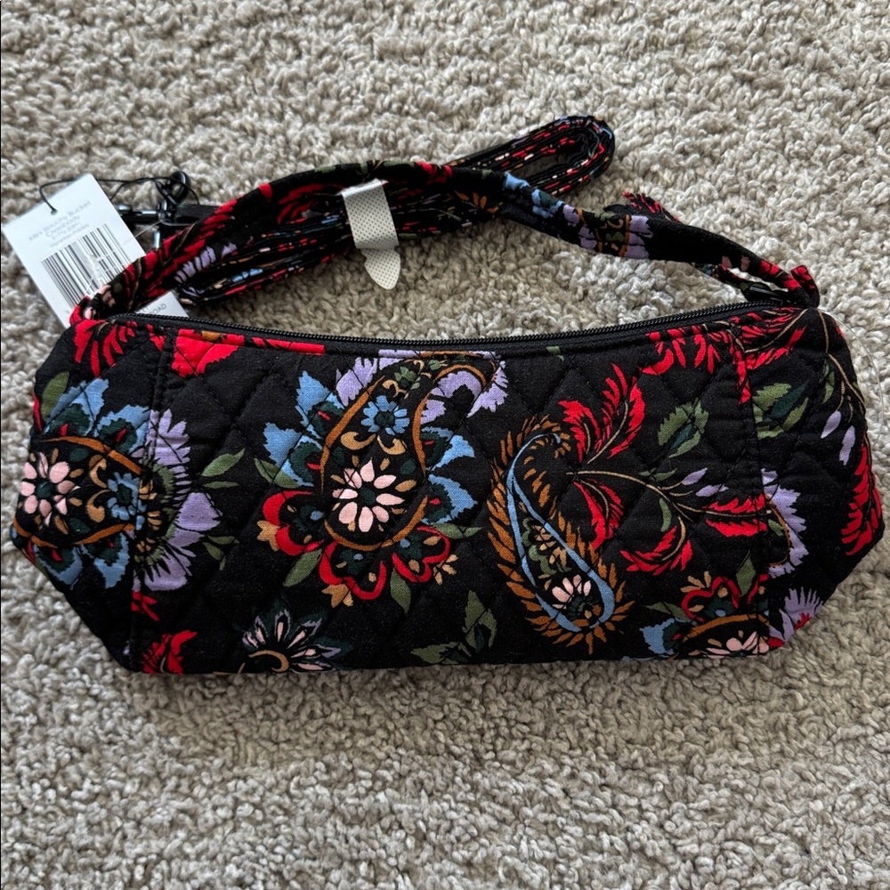 Elegant Floral Mini Bag in Black and Red